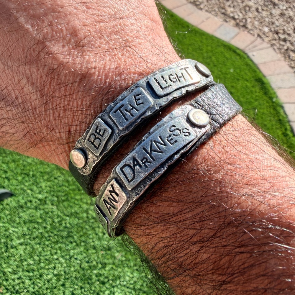 Unisex Black Genuine Leather Wrap Bracelet